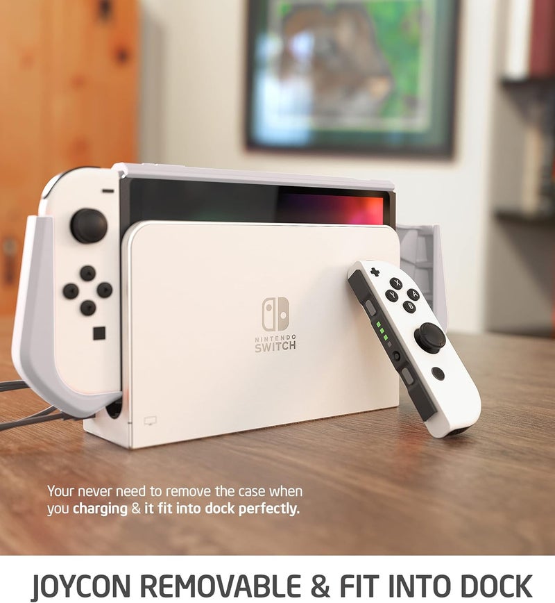 Mumba Dockable Case for Nintendo Switch OLED 2021, [Blade Series] TPU Grip Protective Cover Accessories Compatible with Nintendo Switch OLED 7 Inch and Joy-Con Controller (Gray) - Image 3